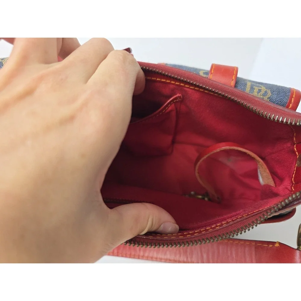 Vintage Donney & Bourke blue red purse shoulder bag Banana monogram